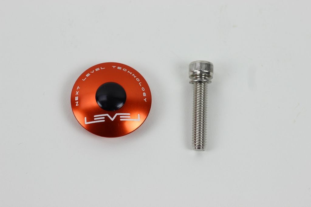 CNC Orange Top Cap With Bolt - 6061 Alloy 1 1/8