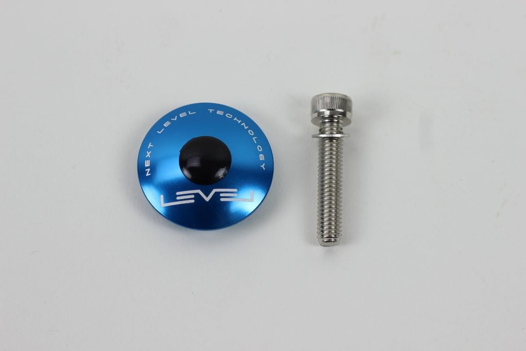 CNC Blue Top Cap With Bolt - 6061 Alloy 1 1/8
