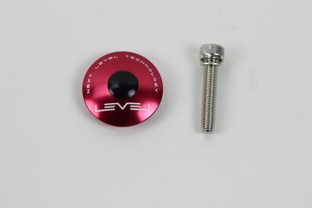 CNC Red Top Cap With Bolt - 6061 Alloy 1 1/8
